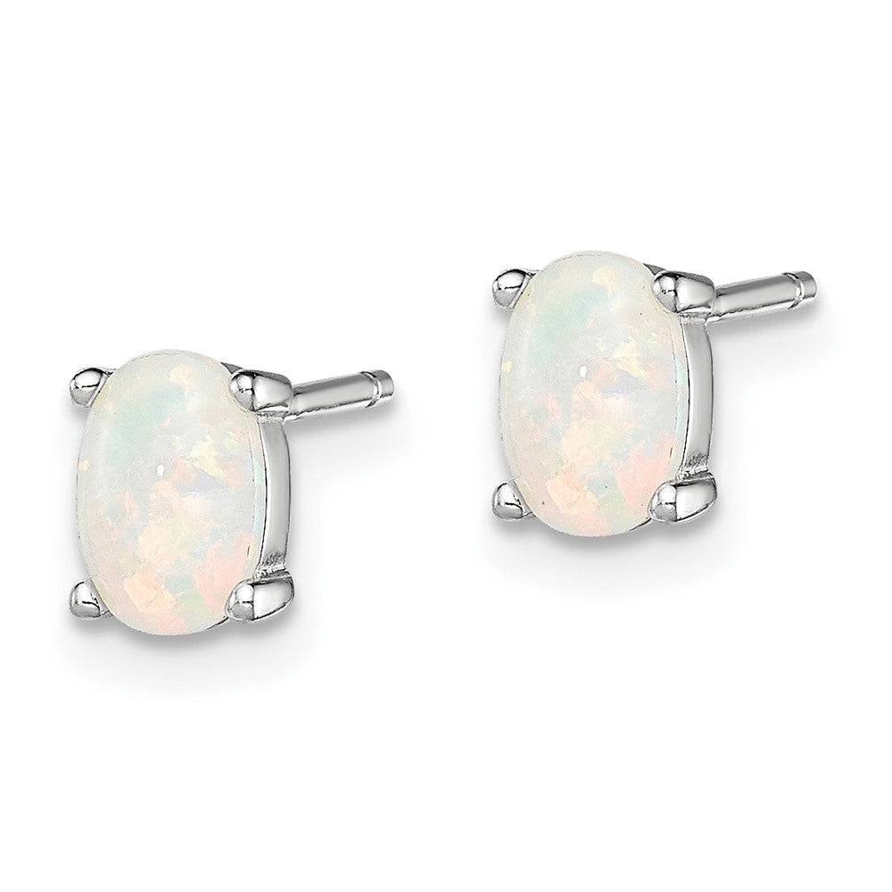 Sterling Silver Created Opal Post Earrings