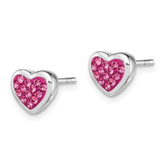 Sterling Silver Pink CZ Heart Post Earrings
