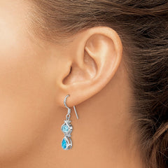 Sterling Silver Blue Topaz Dangle Earrings