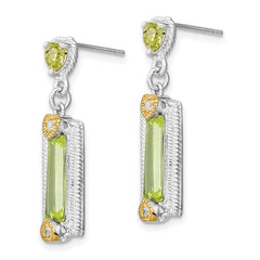 Sterling Silver Vermeil Light Green CZ Post Earrings