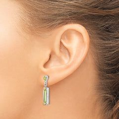Sterling Silver Vermeil Light Green CZ Post Earrings