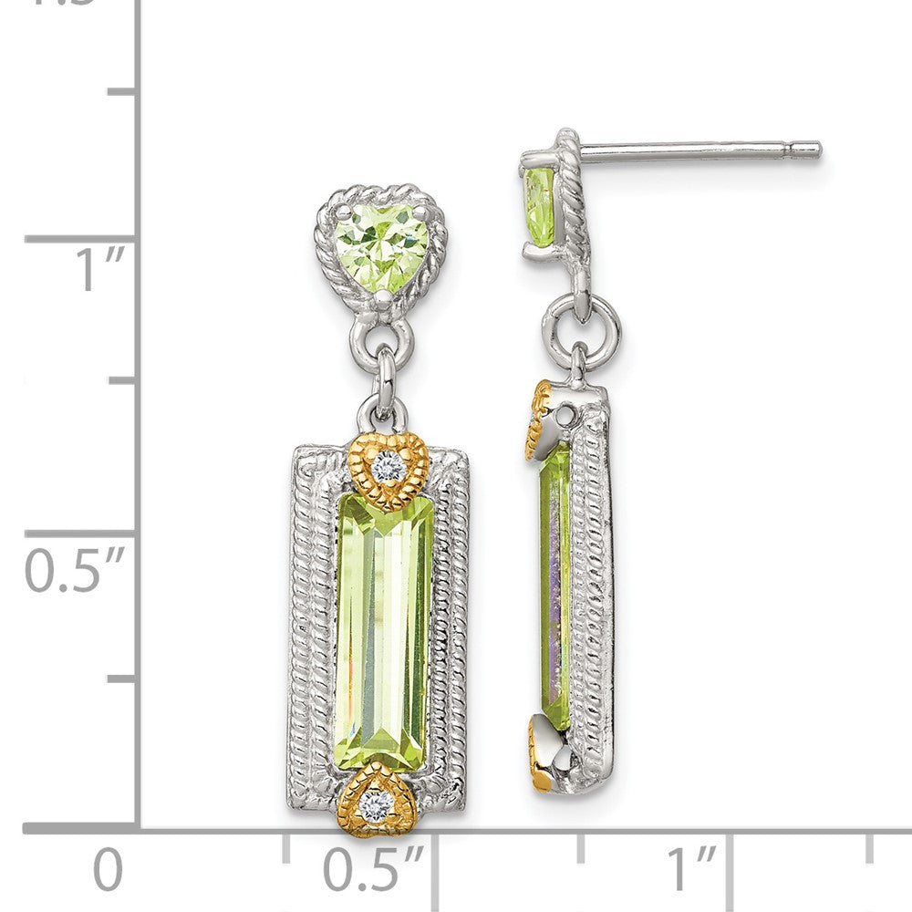 Sterling Silver Vermeil Light Green CZ Post Earrings