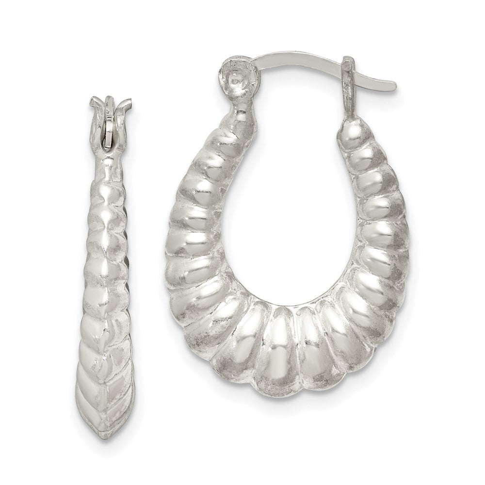 Sterling Silver Scalloped Hoop Earrings
