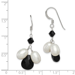 Sterling Silver Onyx FWC White Pearl Black Crystal Earrings