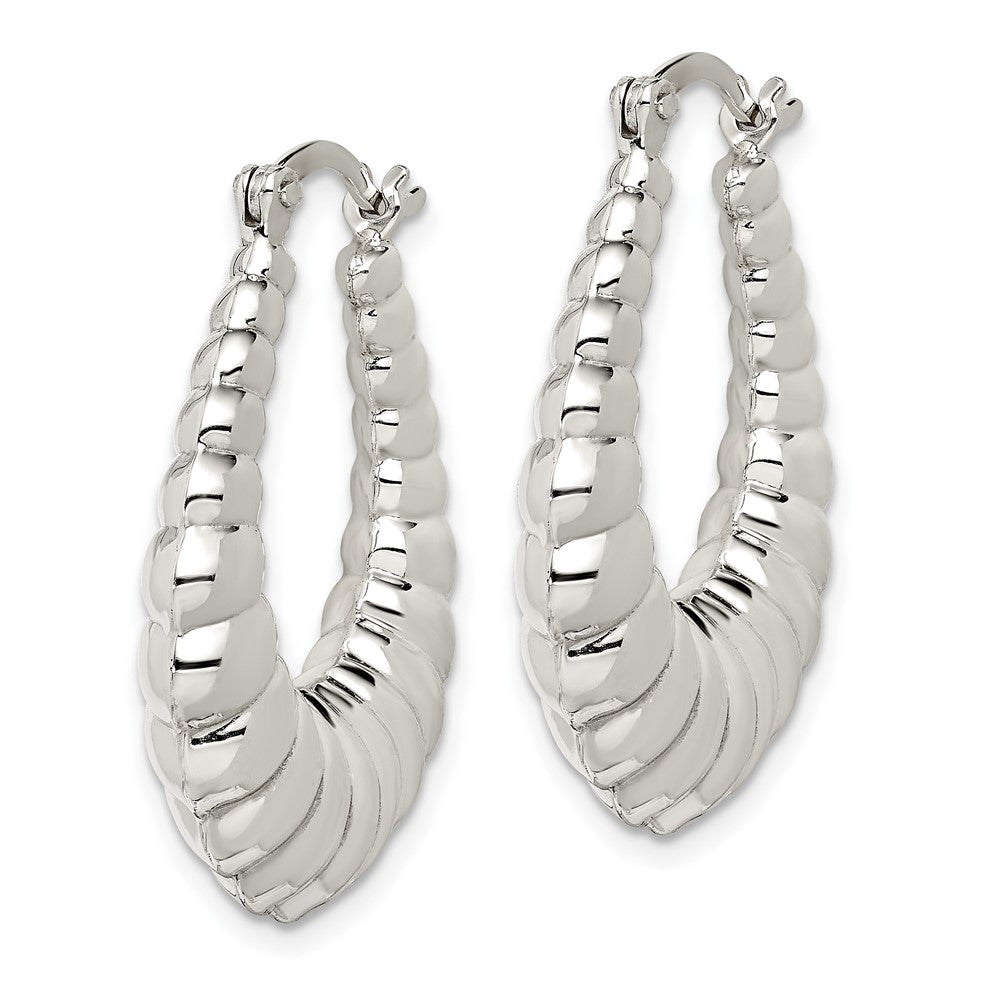 Sterling Silver Scalloped Hoop Earrings