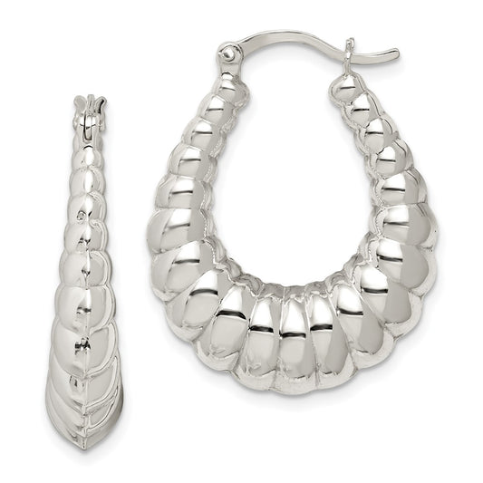 Sterling Silver Scalloped Hoop Earrings