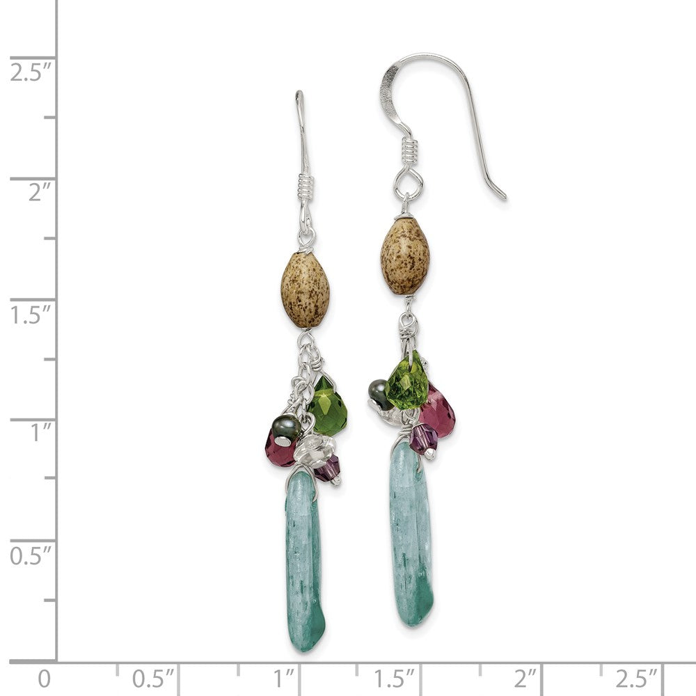 Sterling Silver Citrine Amethyst Peridot Kyanite Jasper Earrings