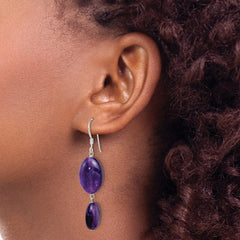 Sterling Silver Amethyst and Dark Purple Jade Earrings