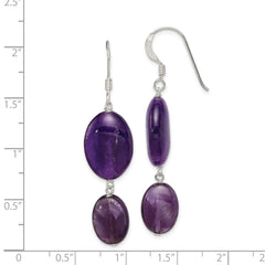 Sterling Silver Amethyst and Dark Purple Jade Earrings