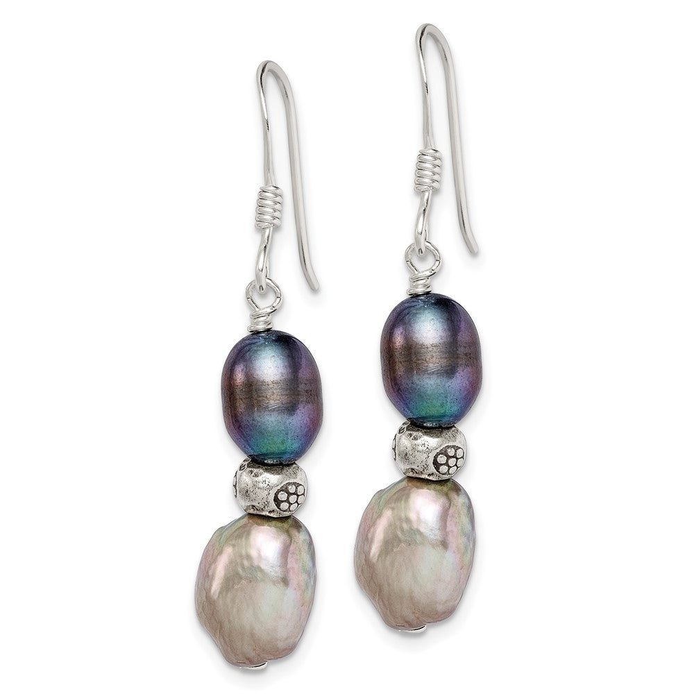 Sterling Silver Light and Dark Grey FWC Pearl Earrings