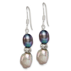Sterling Silver Light and Dark Grey FWC Pearl Earrings