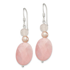 Sterling Silver Rose Quartz and Pink FWC Pearl Earrings
