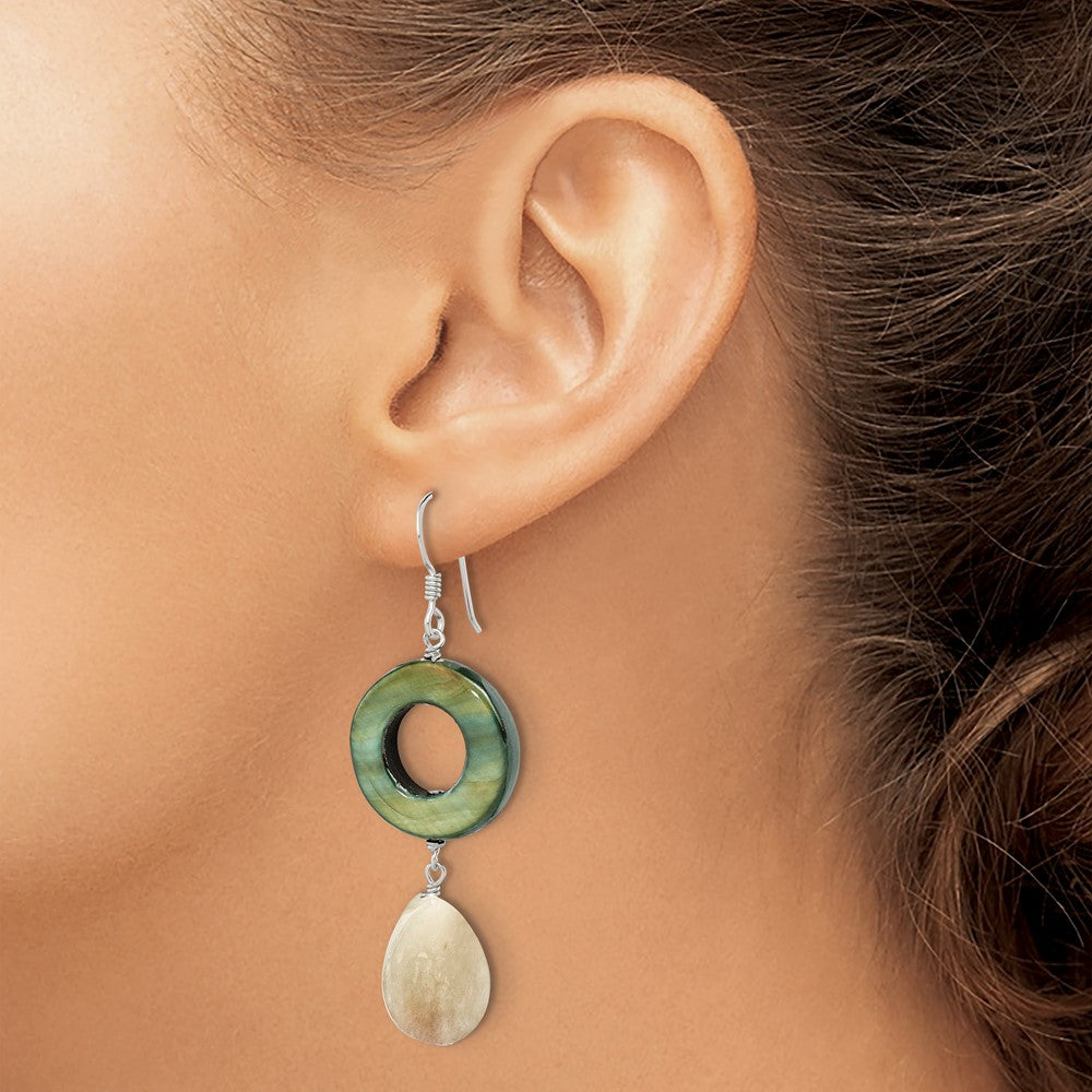 Sterling Silver Jade Green Mother of Pearl Earrings
