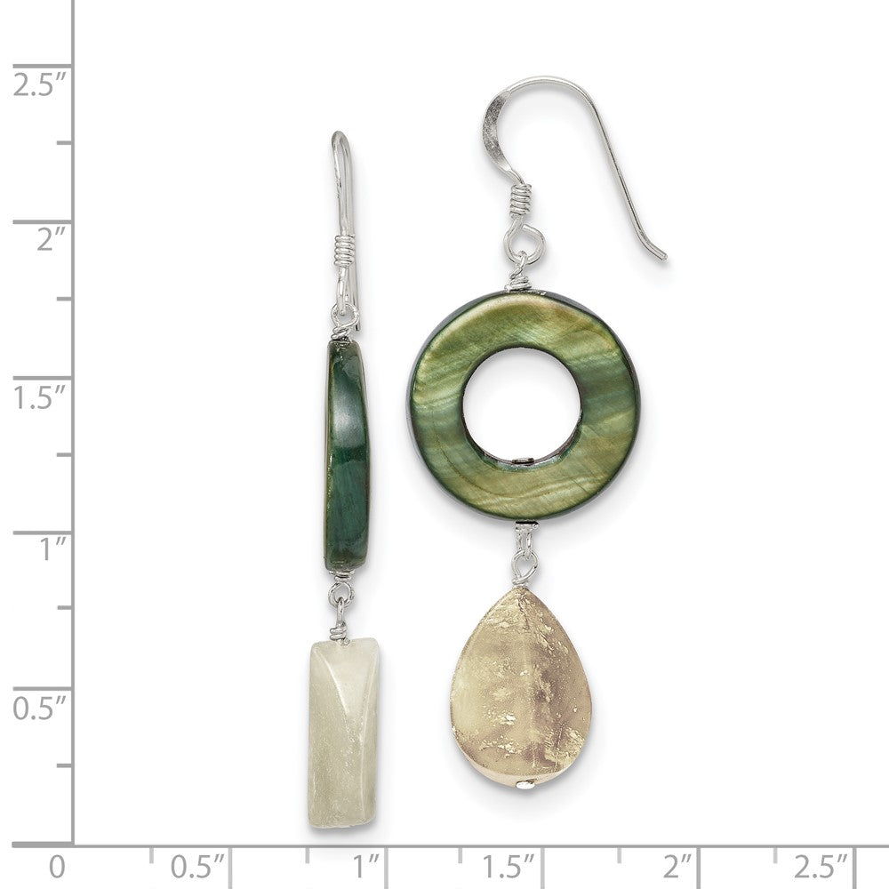 Sterling Silver Jade Green Mother of Pearl Earrings