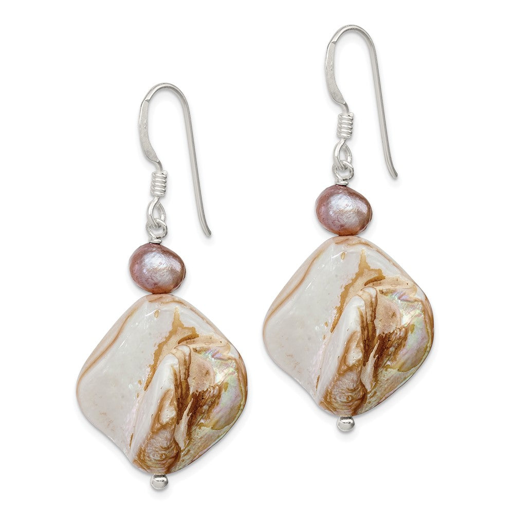 Sterling Silver Mother of Pearl Light Brown FWC Pearl Earrings