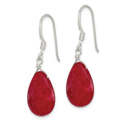 Sterling Silver Red Jade Dangle Earrings