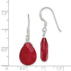 Sterling Silver Red Jade Dangle Earrings