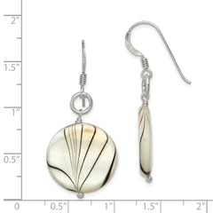 Sterling Silver Zebra Print Mother of Pearl Disc Earrings