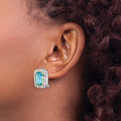 Sterling Silver & Gold-Plated CZ Omega Back Earrings