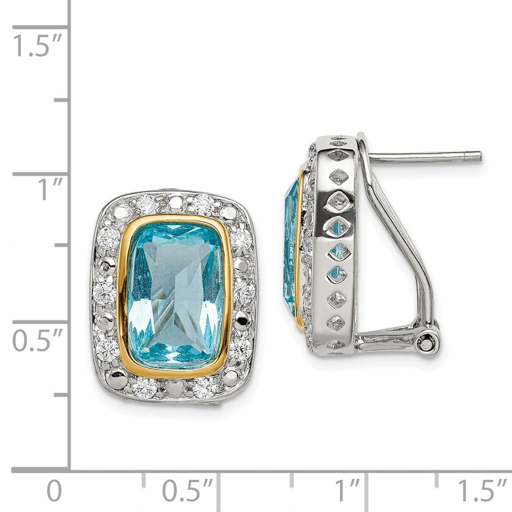 Sterling Silver & Gold-Plated CZ Omega Back Earrings