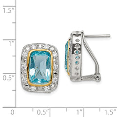 Sterling Silver & Gold-Plated CZ Omega Back Earrings