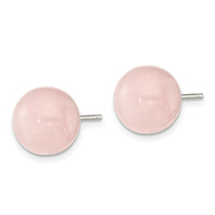 Sterling Silver 10-10.5mm Button Rose Quartz Post Earrings