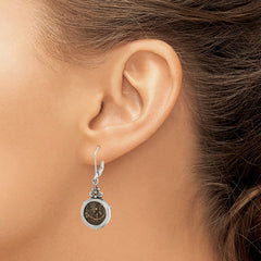 Sterling Silver Pink Crystal Jade Mother of Pearl Dangle Earrings