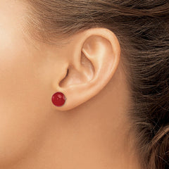 Sterling Silver 10-10.5mm Button Carnelian Post Earrings