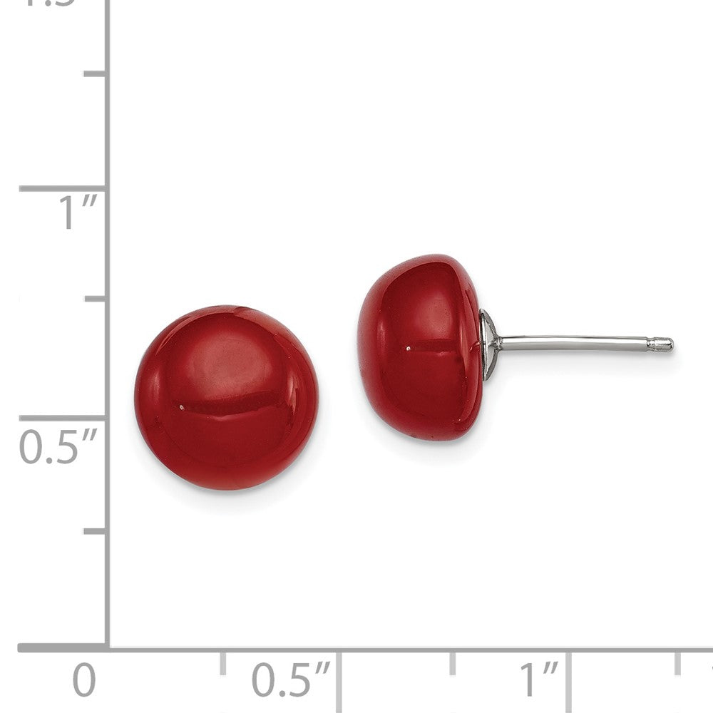 Sterling Silver 10-10.5mm Button Carnelian Post Earrings