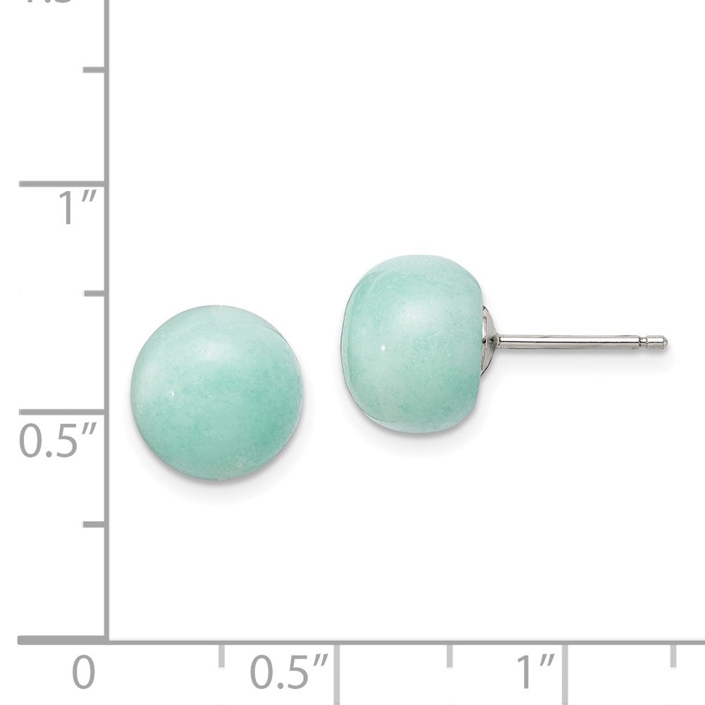 Sterling Silver 10-11mm Button Amazonite Post Earrings