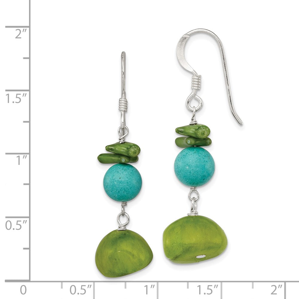 Sterling Silver Jade Green Coral Dyed Howlite Earrings