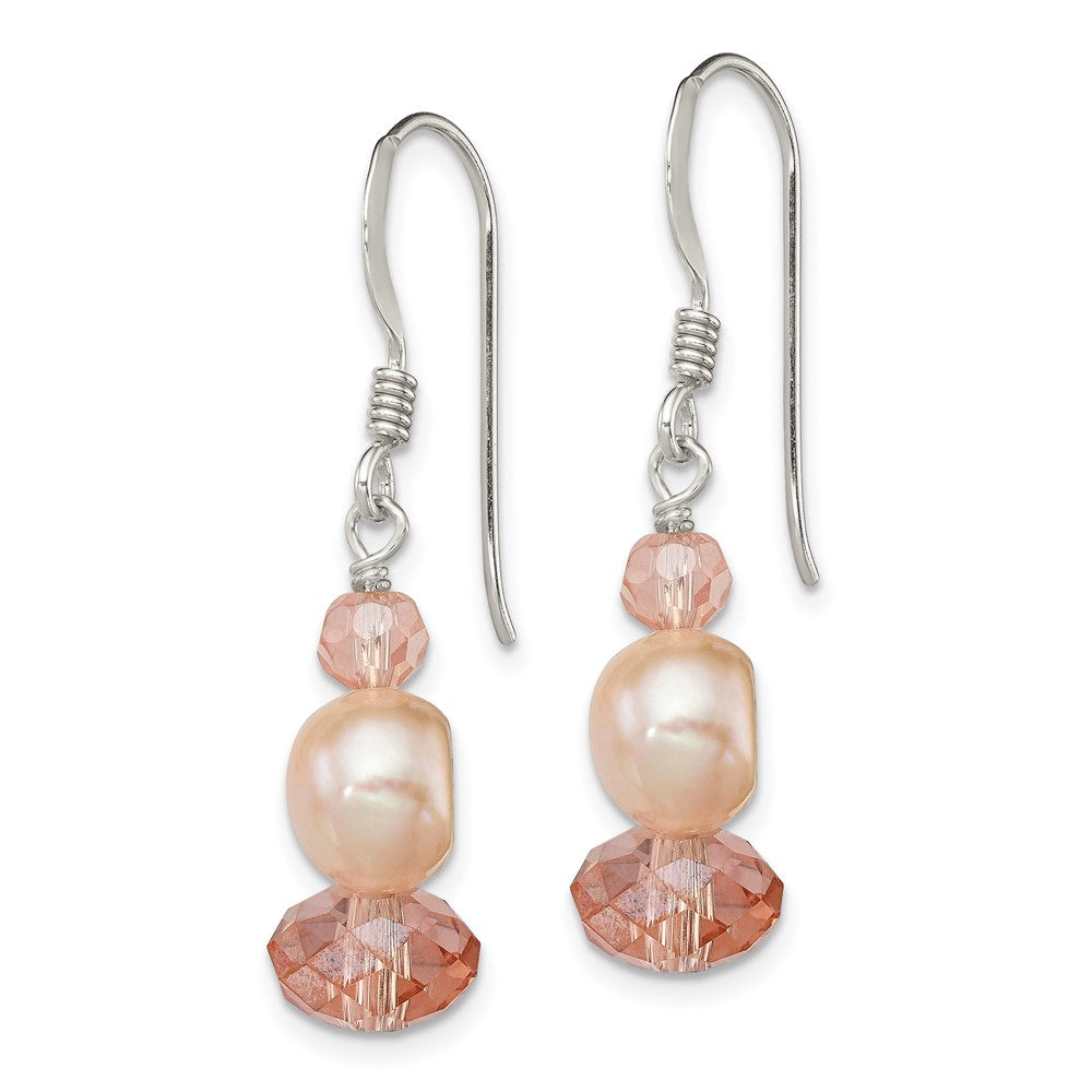 Sterling Silver Peach Crystal FWC Pearl Earrings