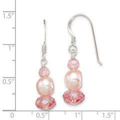 Sterling Silver Peach Crystal FWC Pearl Earrings
