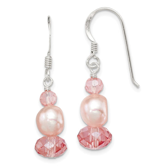 Sterling Silver Peach Crystal FWC Pearl Earrings