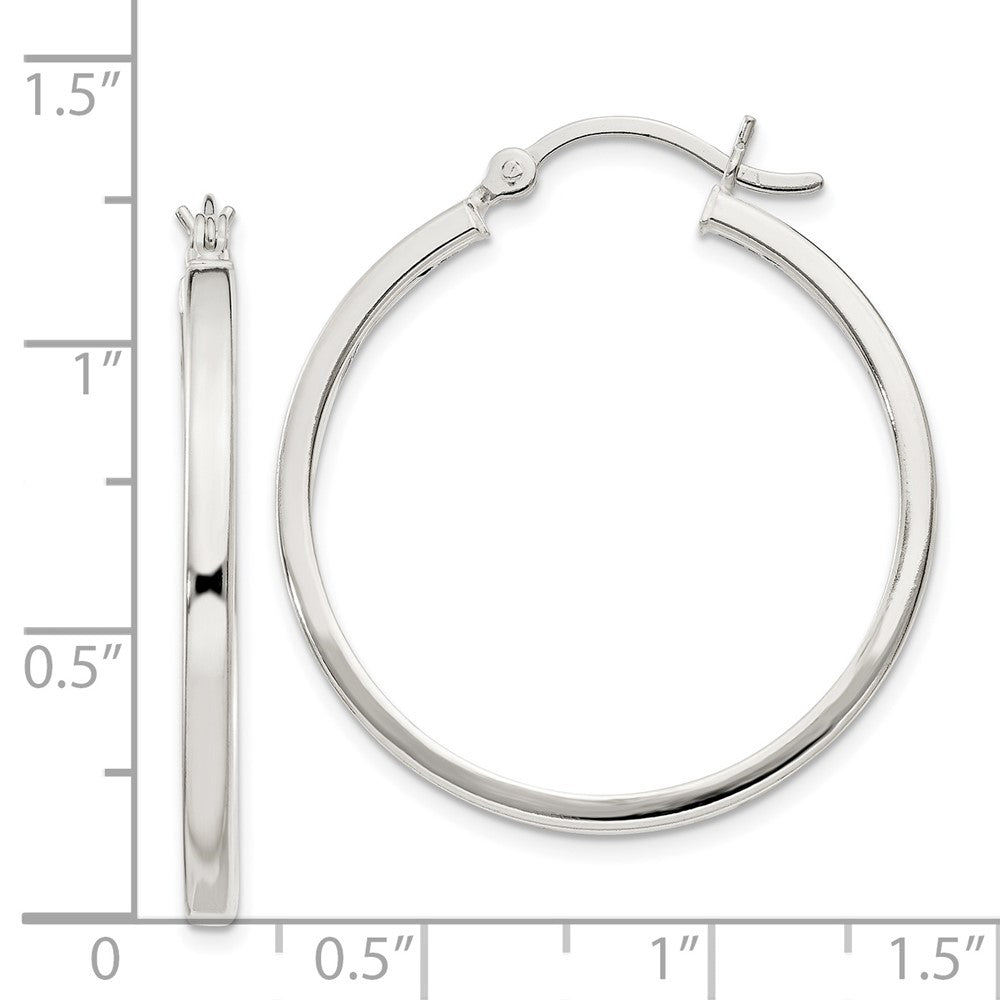 Sterling Silver 2.5x30mm Polished Hoop Earrings