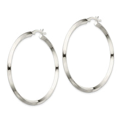 Sterling Silver 3x50mm Knife Edge Hoop Earrings