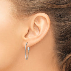 Sterling Silver 1.5mm Oval Omega Back Hoop Earrings