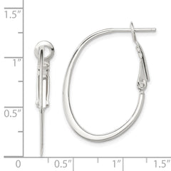 Sterling Silver 1.5mm Oval Omega Back Hoop Earrings