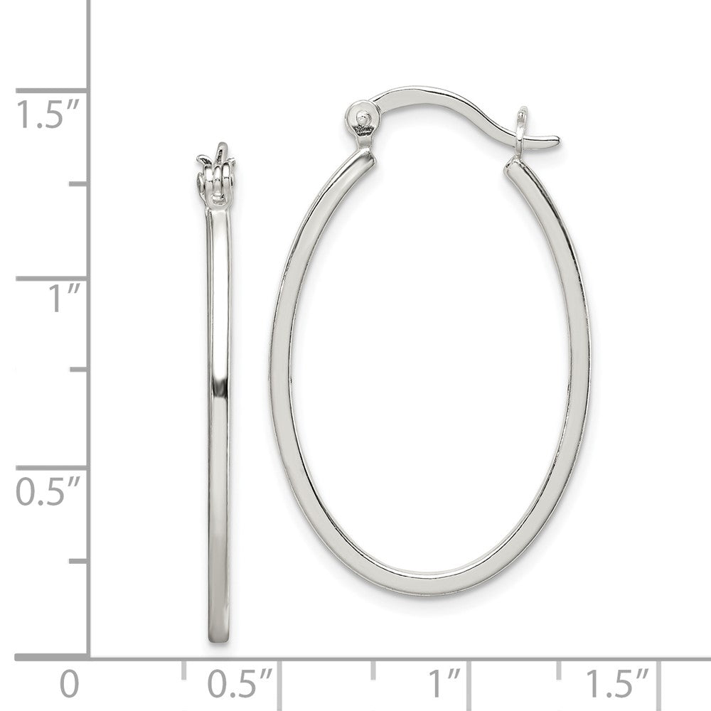 Sterling Silver Polished Oval Hoop Earrings