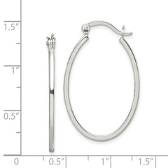 Sterling Silver Polished Oval Hoop Earrings