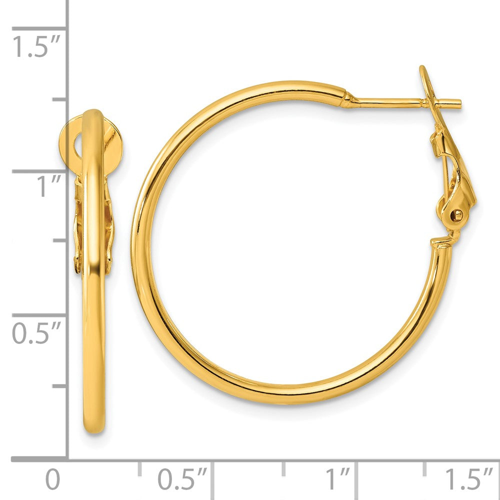 Yellow Gold-plated Sterling Silver Polished Omega Back Hoop Earrings