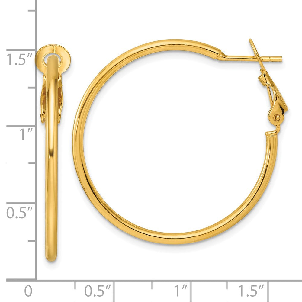 Yellow Gold-plated Sterling Silver Polished Omega Back Hoop Earrings