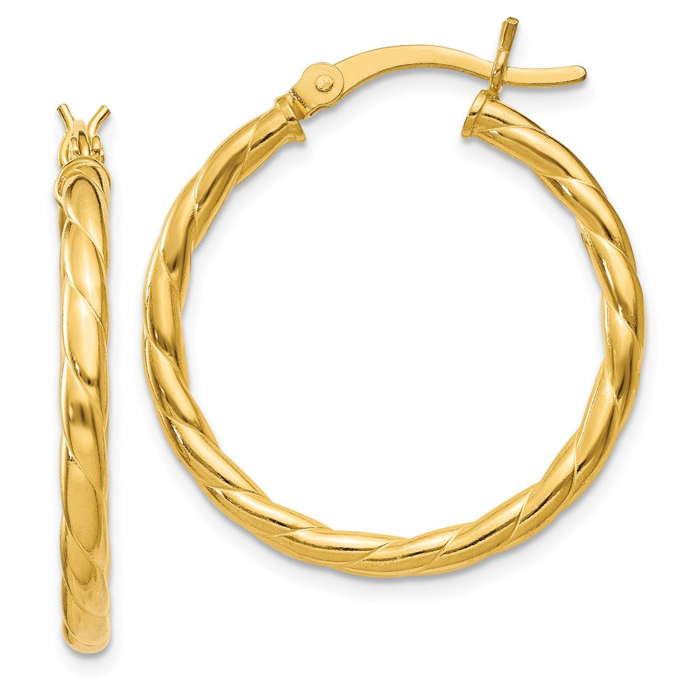 Yellow Gold-plated Sterling Silver Twisted 3x25mm Hoop Earrings