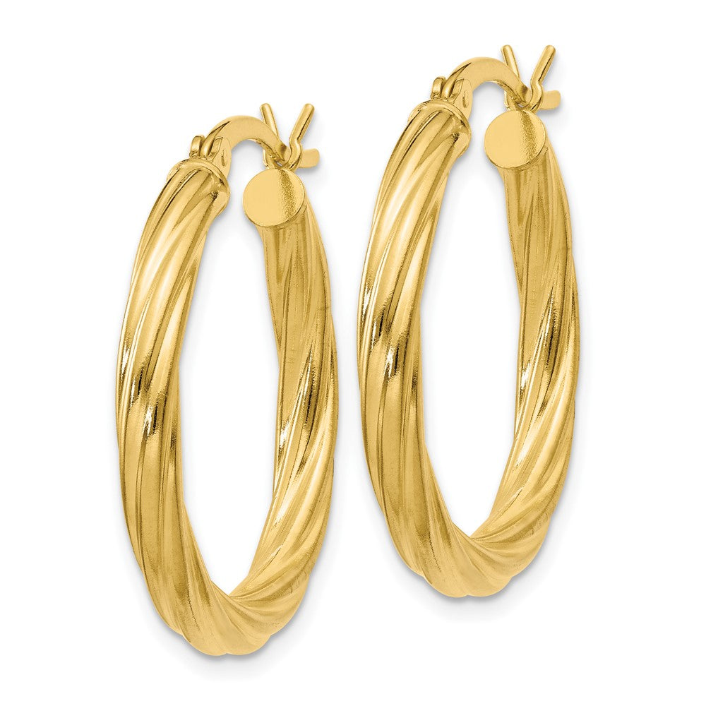 Yellow Gold-plated Sterling Silver Twisted 3.5x25mm Hoop Earrings