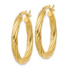 Yellow Gold-plated Sterling Silver Twisted 3.5x25mm Hoop Earrings