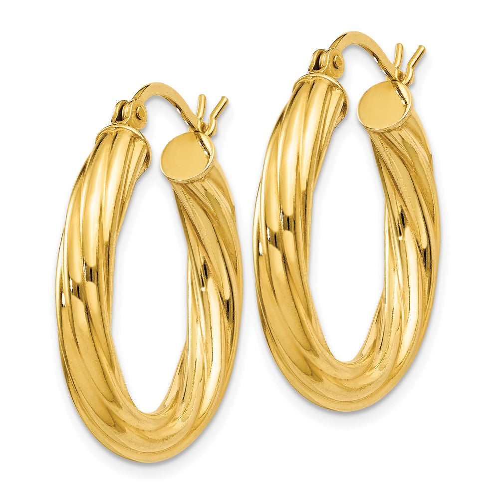 Yellow Gold-plated Sterling Silver Twisted 4x25mm Hoop Earrings