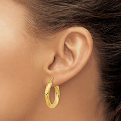 Yellow Gold-plated Sterling Silver Twisted 4x25mm Hoop Earrings