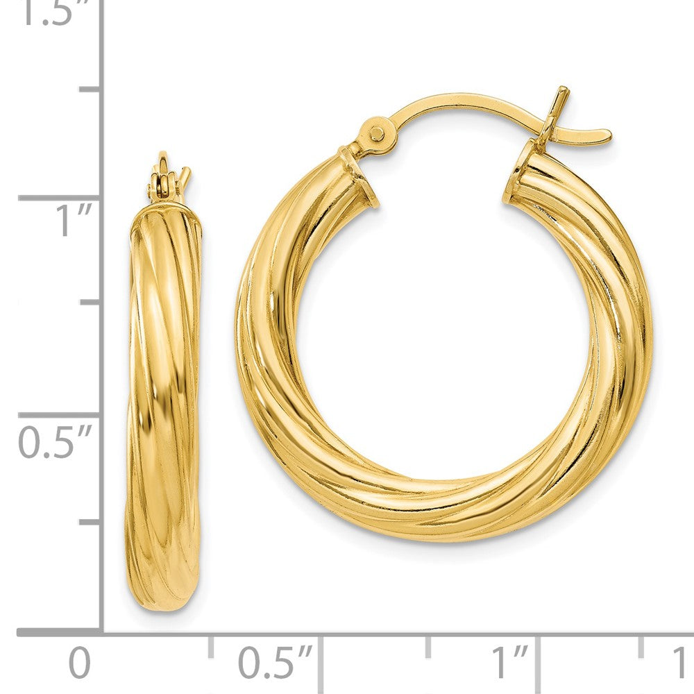 Yellow Gold-plated Sterling Silver Twisted 4x25mm Hoop Earrings