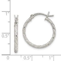 Sterling Silver Patterned Twist 2x20mm Hoop Earrings