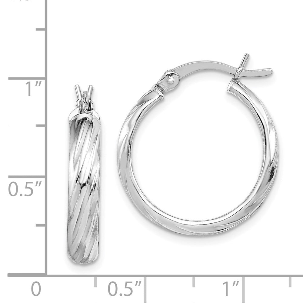 Rhodium-plated Sterling Silver Textured 20mm Hoop Earrings